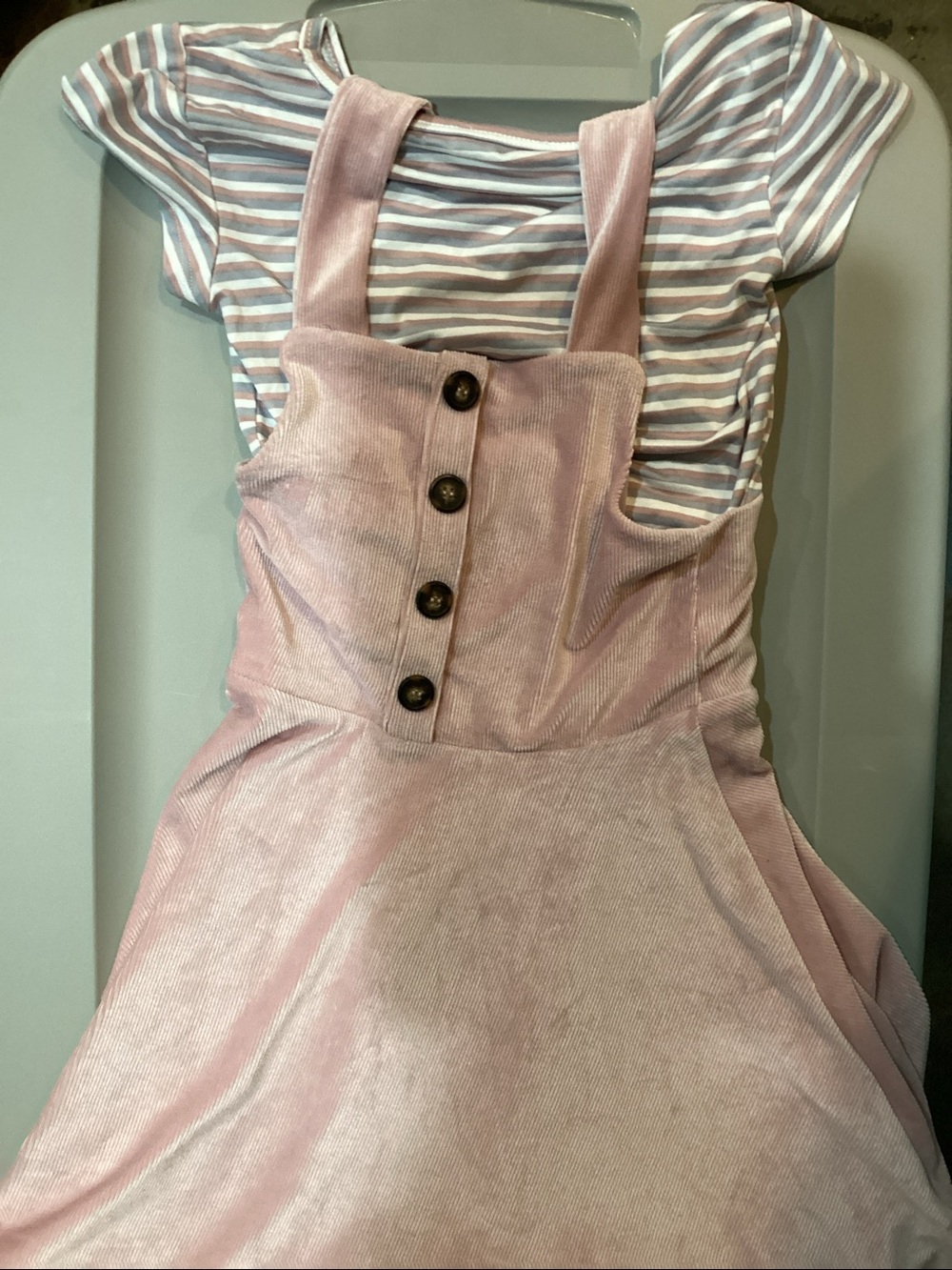 Kids 7/8 Beautees Pink and White Striped Short Sleeve Tee